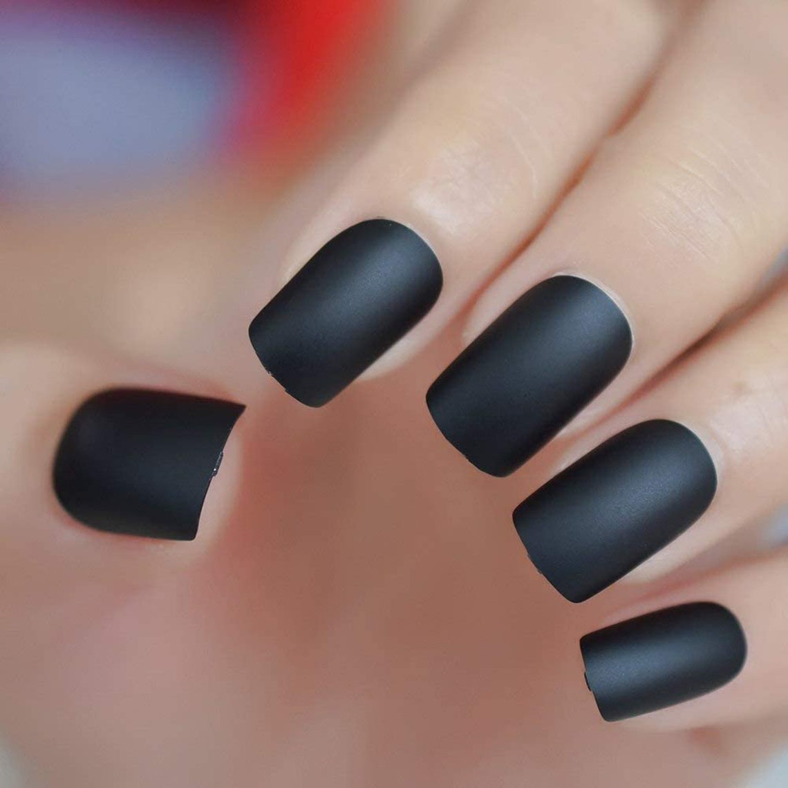Black Matte Press on Nails False Square Nails Frosted Black Etsy