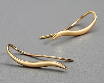 Ear Climber Small wave Ear Leaves Climber Earrings Line Ear Cuff  Ear Crawler Gold and silver Leaf Earrings Minimalist Jewelry Mother's day