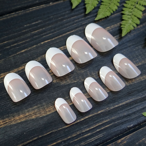 French Coffin Press On nails Reusable Beige False Nails Medium stick on Fake Nails Wedding Reusable nail Nude Almond Bridal Acrylic nails