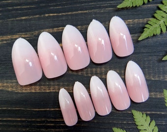 Ombre Pink French Press On nails Stiletto False Nails Almond Fake Nails Classic Baby Boomer Wedding Reusable False nail Bridal Acrylic nails