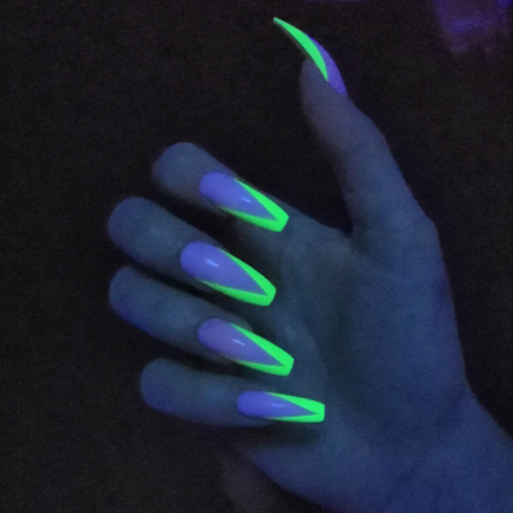 Coffin Glow In The Dark Nails - Design Talk