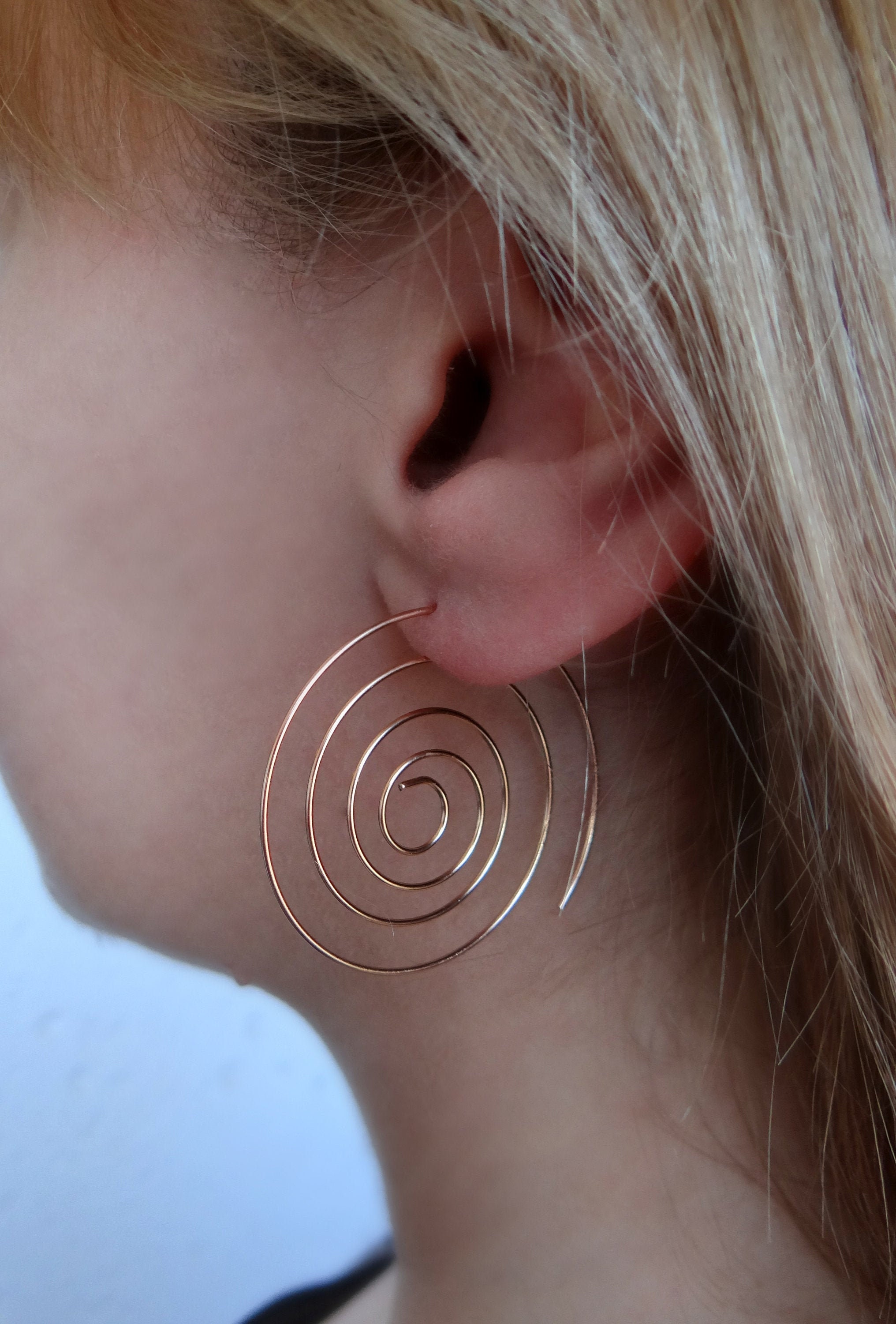 Wire Spiral Earrings Swirl Minimalist Earrings Tribal Mandala