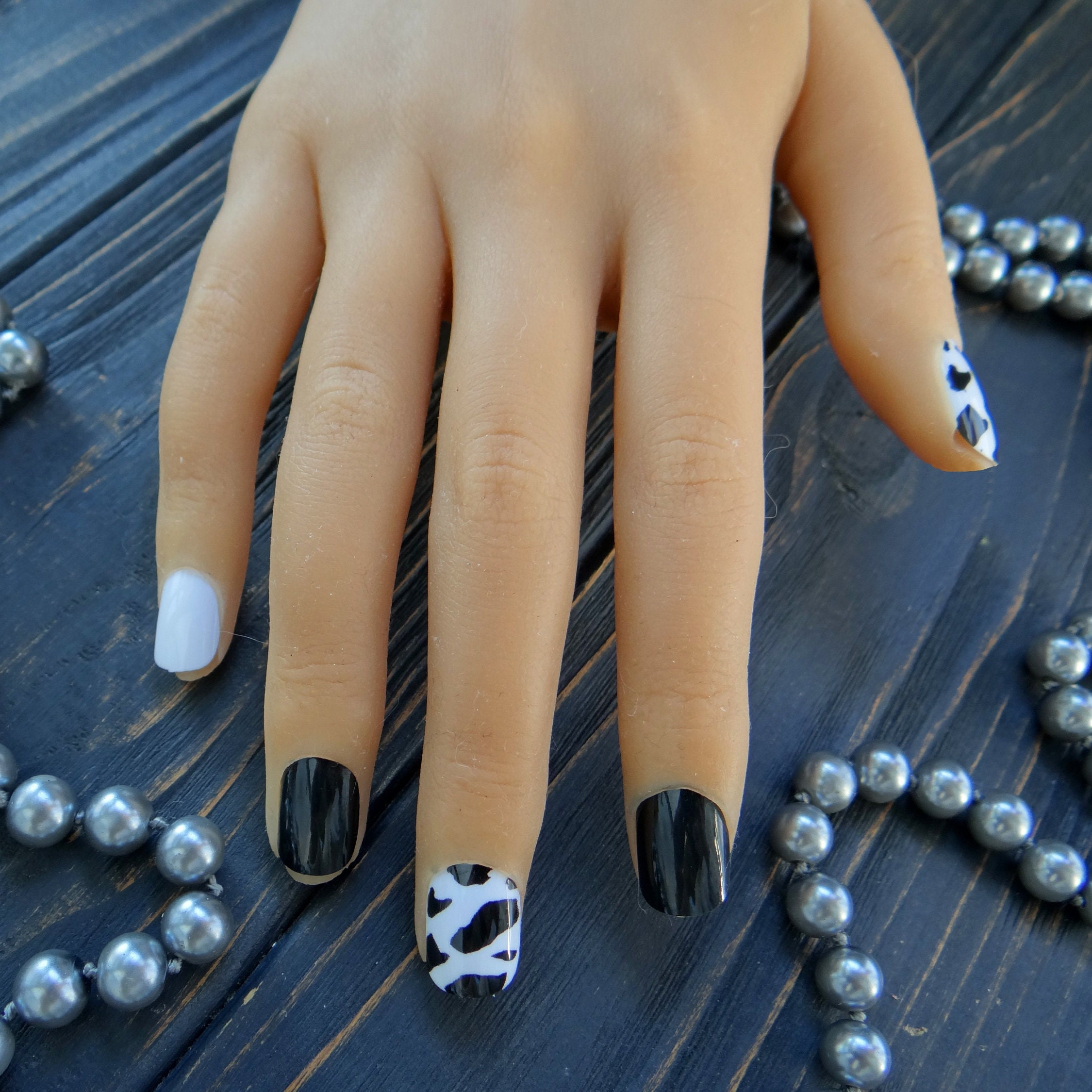 Square Nails Press on Nails Cow Nail Designs Short Fake Nails - Etsy square-nails-press-on-nails-cow-nail-designs-short-fake-nails-etsy