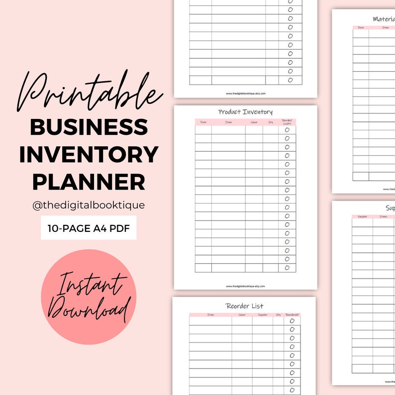 Small Business Inventory Management Printable Planner Craft Etsy