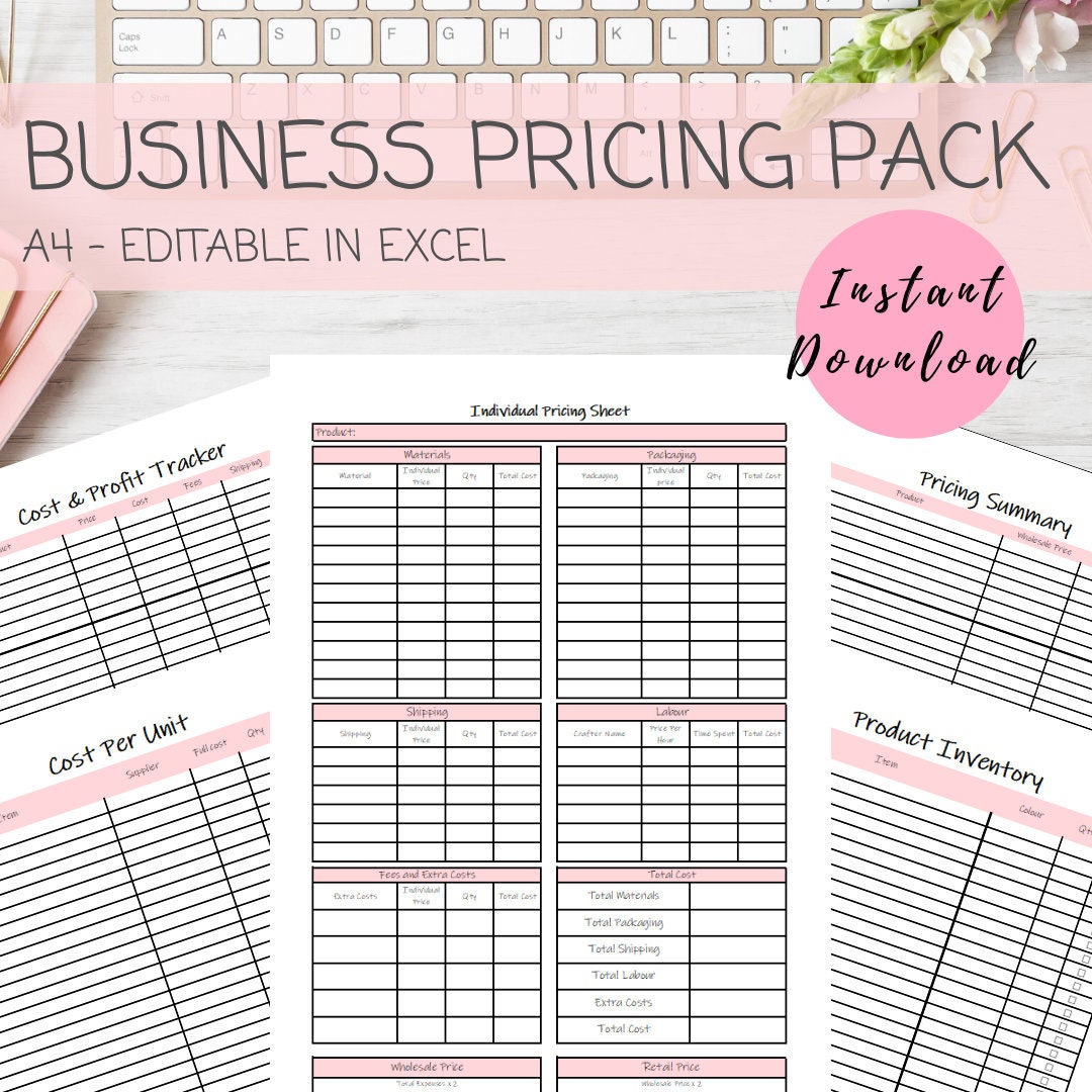Pricing Calculator Planner Excel Template Pricing Guide | Etsy