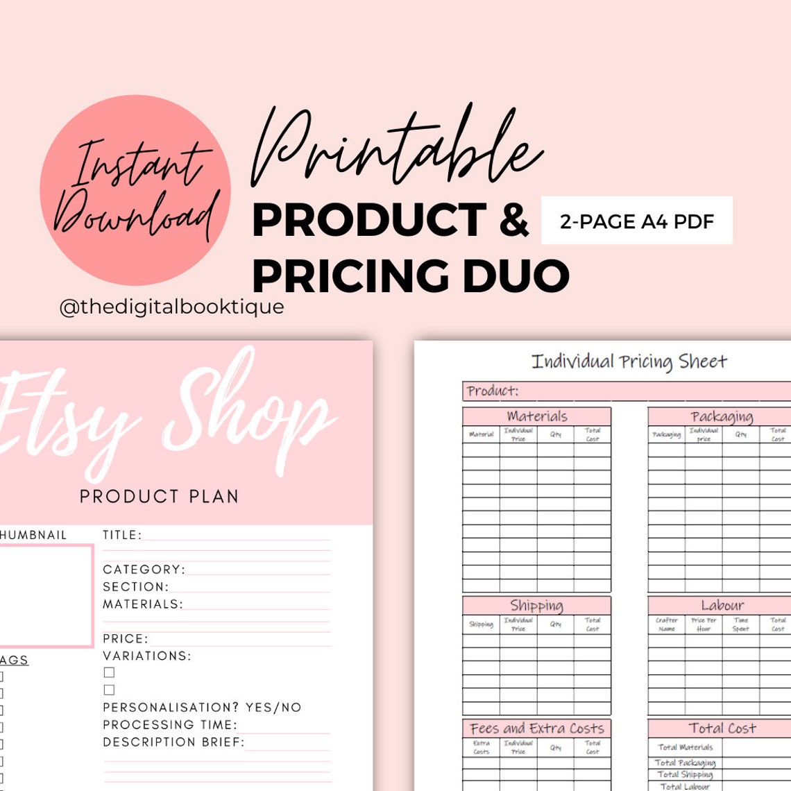 Etsy Seller New Product and Pricing Calculator Planner Etsy