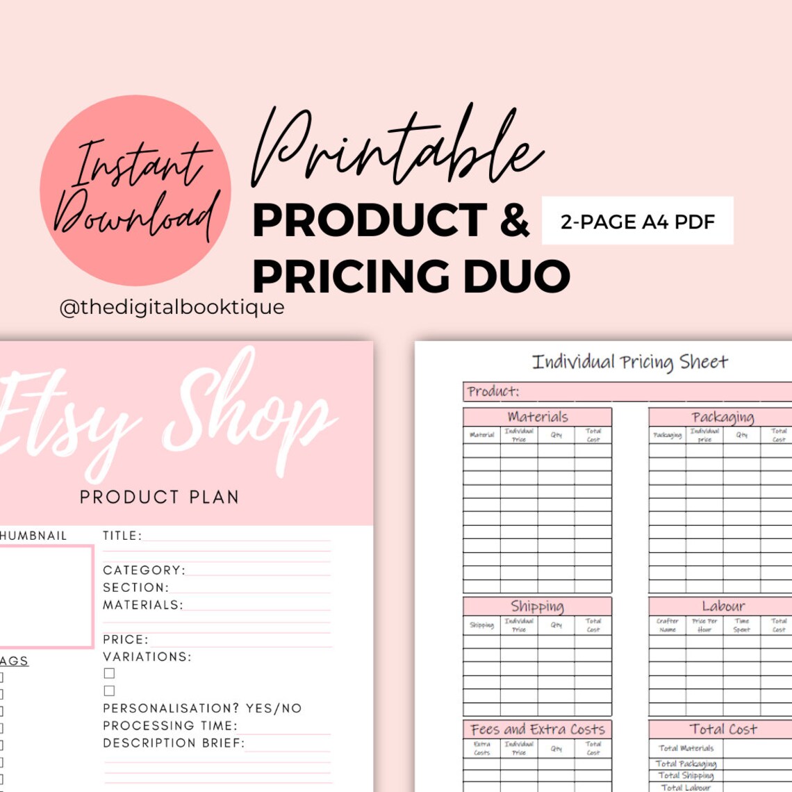 Etsy Seller New Product and Pricing Calculator Planner Etsy