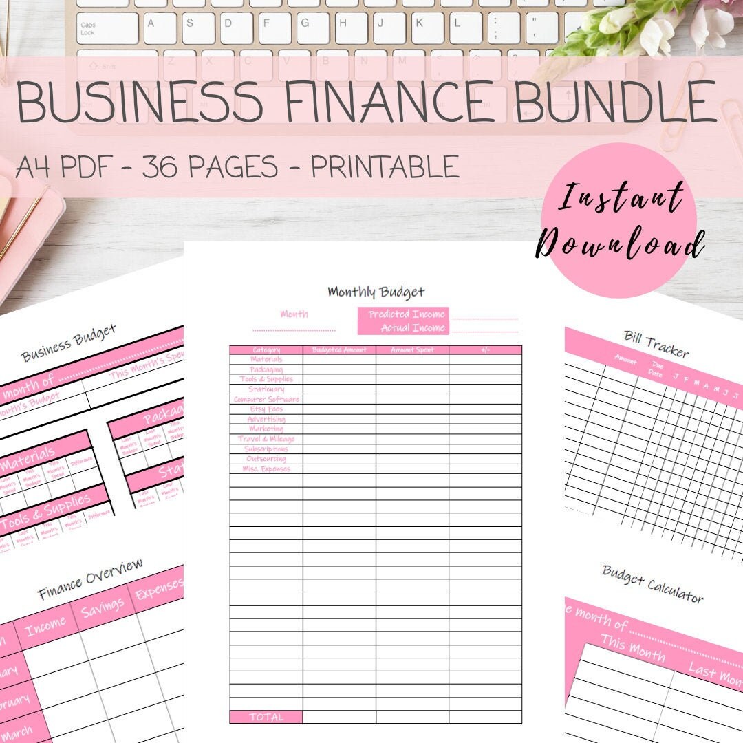 small business finance planner printable budget templates etsy
