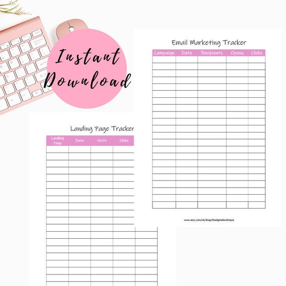 Email Marketing and Landing Page Tracker Printable for Digital Etsy
