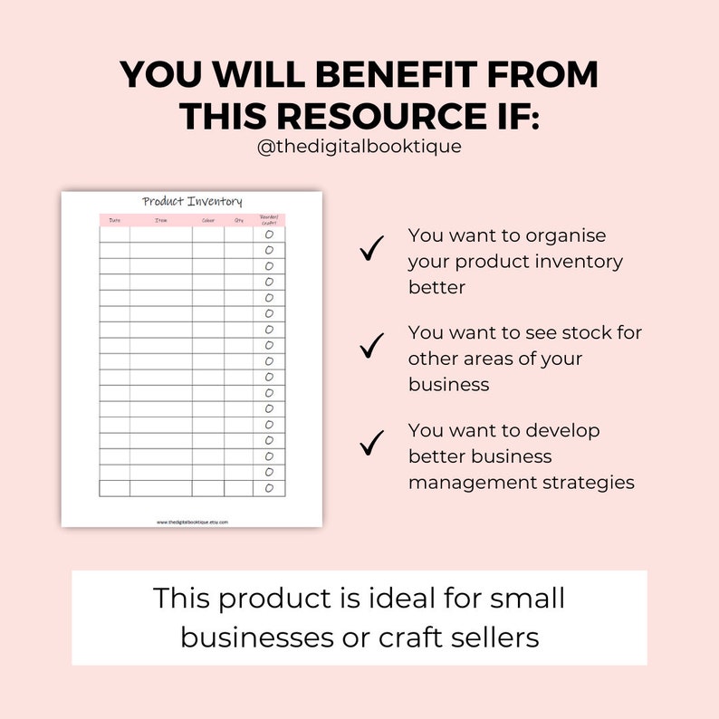 Small Business Inventory Management Printable Planner Craft Etsy