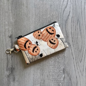 Mini llavero de Halloween con cremallera, billetera pequeña con forma de calabaza, monedero de calabaza, bolsa con clip giratorio, tarjetero pequeño con forma de gato negro