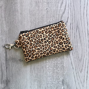 Mini llavero con cremallera de guepardo, billetera pequeña con estampado de animales, monedero, bolsa con llavero, tarjetero pequeño, billetera minimalista