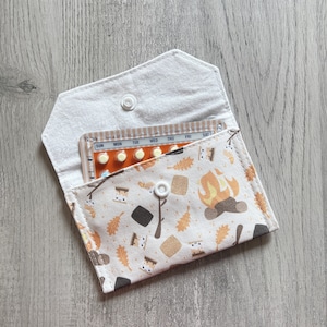 Mini S’mores Snap Wallet, Birth Control Pill Case Sleeve, Small Fall Autumn Snap Pouch, Minimalist Wallet, Small Card Holder
