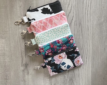 Keychain Zipper Pouch, Headphone Earbud Holder, AirPod Case, Small Credit Card Holder, Coin Purse, Clip On Pouch With Swivel Hook