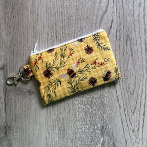 Mini llavero de abeja de miel con cremallera, monedero pequeño de abeja, monedero de abeja, monedero con clip giratorio, tarjetero pequeño