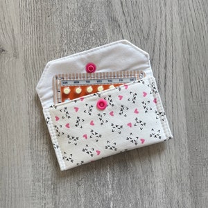 Mini portefeuille à pression tête de chat, pochette pour pilule contraceptive, petite pochette à pression chats coeur, portefeuille minimaliste, petit porte-cartes