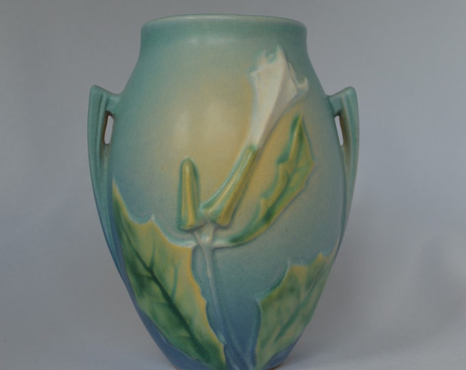Roseville Thornapple Blue Vase 8106 Etsy