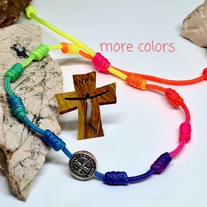 Saint Benedict Bracelet, Knotted Adjustable bracelet, Catholic Gifts women men, Religious Jewelry from Medjugorje, Holy christian bracelet