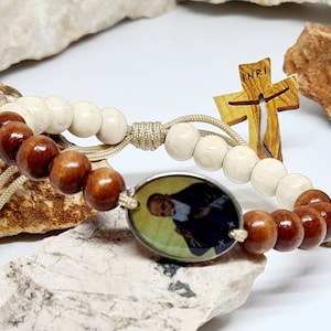 Saint Leopold Bogdan Mandic Bracelet, St Leopold medal, handmade catholic adjustable bracelet, religious jewelry from Medjugorje