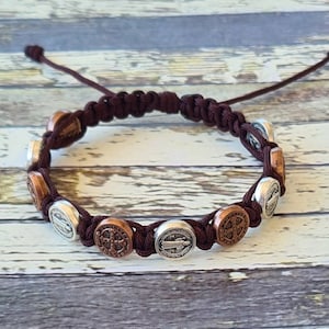 ST BENEDICT BRACELET, Saint Benedict medals, handmade adjustable holy bracelet, San Benito, catholic protection bracelet, Christian bracelet