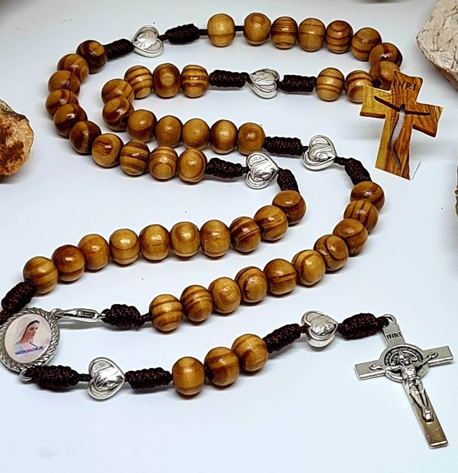 Handgemachter Gebetsrosenkranz, Holzperlen, große Perlen 8mm