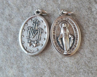 Caja de medallas milagrosas al por mayor de 5, 10, 20, 50 unidades, Regina sine labe orginali concepta opn, medallas Italia