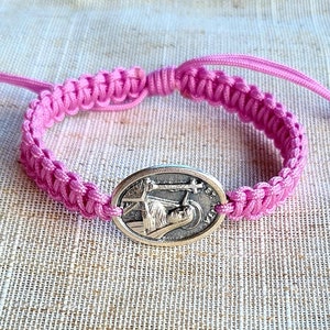 ST RITA MEDAL bracelet, handmade bracelet, catholic gift, gift for mom, Saint Rita bracelet, knotted cord bracelet,patron saint