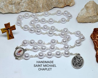 Coroncina di San Michele Arcangelo, grani da 8 mm, rosario angelo custode, gioielli religiosi sacri, regalo cattolico per la benedizione di donne e uomini, medaglia di Medjugorje