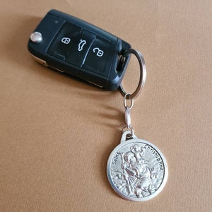 ST CHRISTOPHER Keychain, Anhänger für Schlüssel, Heiliger Christophorus Parton Heiliger Der Reisenden betet für uns beschütze uns in aur Reisen von Medjugorje