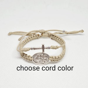 SET 2 Bracelets Saint Joseph Bracelet Medal Patron Religious Jewelry Adjustable  Blessing Knotted cord Catholic gift women men  Medjugorje