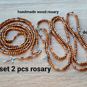 SET 2 Stück Rosenkranz 15 oder 20 Jahrzehnte Rosenkranz aus Holz, katholischer Rosenkranz, 15 oder 20 Jahrzehnte Rosenkranz, katholisches Geschenk