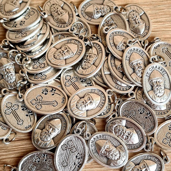 wholesale ST CHARBEL medals box 5, 10, 20, 50 pcs, Holy medals, catholic medals, saint Charbel medals