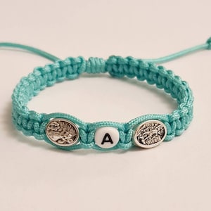 Personalised bracelet, St Michael Archangel / Angel Guardian bracelet, catholic bracelet, knotted cord bracelet
