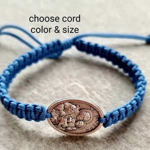 Saint Joseph Bracelet, Christian bracelet, Faitih bracelet, Patron saint jeweley, Catholic bracelet, Holy medals, knotted cord bracelet