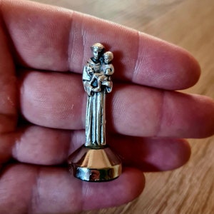 St Anthony mini statue, silver tone statue