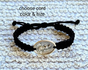 St Bernadette bracelet, catholic adjustable bracelet, custom size, knotted cord christian bracelet