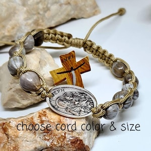 ST JOSEPH BRACELET with jobs tears seeds beads, Christian bracelet, Faitih bracelet, Patron saint jeweley, Catholic bracelet, Holy medals