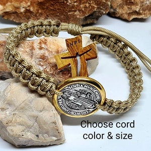 ST BENEDICT BRACELET, saint benedict medal, handmade adjustable holy bracelet, religious jewelry from Medjugorje