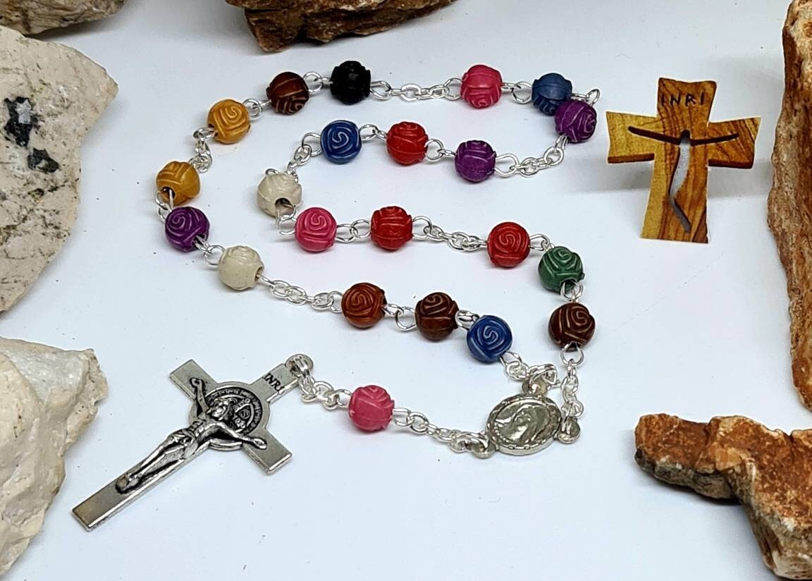 Peace Chaplet of Medjugorje, Blessing Rosary With Beads Rose 6mm