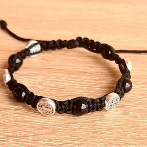 Black st Benedict bracelet, handmade bracelet