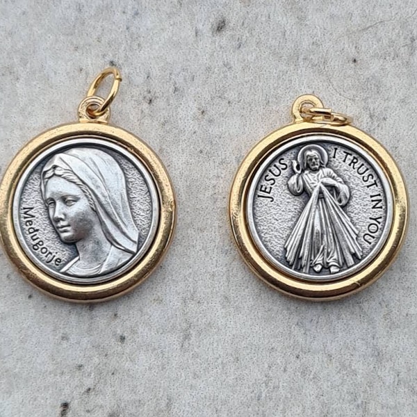 Wholesale Virgin Mary / Divine Mercy medals, Jesus i Trust in you medals, lot bulk 4, 10, 20 pcs medals