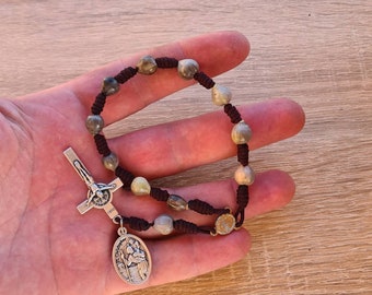 Car Rosary With jobs tears, one decade, mini rosaries for Auto, rosary Patron of Travel car Acessories, jobi coix natural beads, Medjugorje