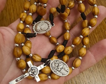 ST CHRISTOPHER wall rosary, handmade wooden rosary 5 decade
