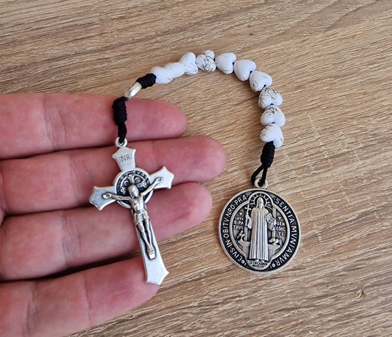 Saint Benedict Rosary Necklace - Red Glass Beads With San Benito Medal & Cross 13 thumbnail image