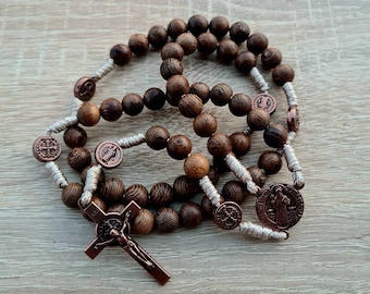 ST BENEDICT ROSARY, wooden rosary
