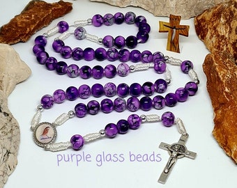 Rosary Glass Beads 8mm From Medjugorje Religious Jewelry Catholic Gift Women Cros St Benedict Medal Mary Blessing Holy Rosaries Girl gift