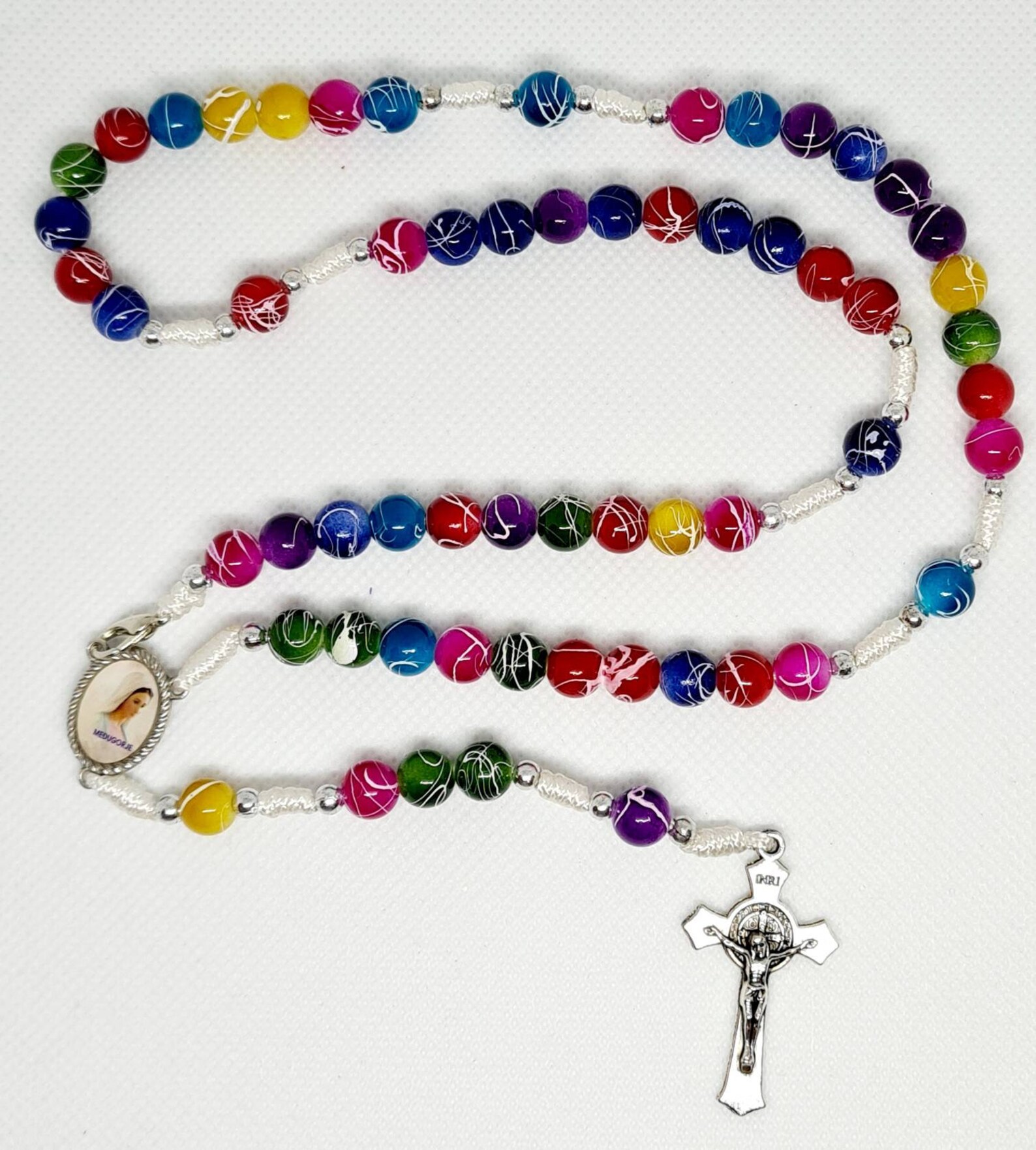 Handmade rosary with glass beads Virgin Mary Medjugorje Etsy