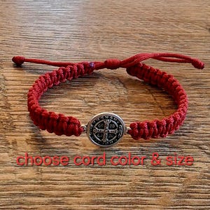 St Benedict bracelet, handmade catholic adjustable bracelet