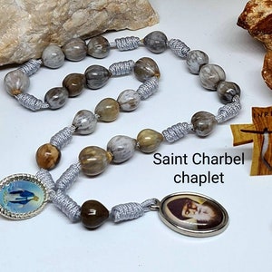 St Charbel chaplets, jobs tears seeds rosary, knotted cord rosary, Miraculous medal, catholic gifts, jobi coix natural beads