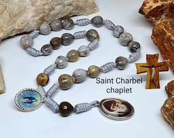 St Charbel chaplets, jobs tears seeds rosary, knotted cord rosary, Miraculous medal, catholic gifts, jobi coix natural beads